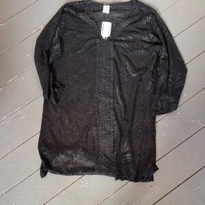 Black Lace Tunic Top